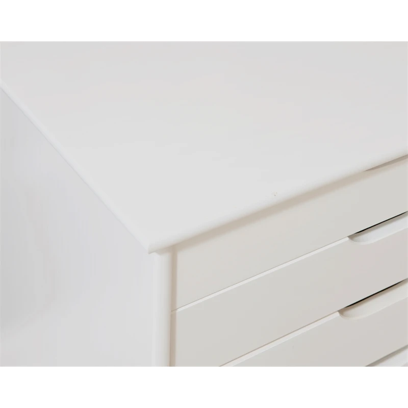 Riverbay Furniture Six Drawer Wide Wood Rolling Cart In White Wash 10 Riverbay Furniture Six Drawer Wide Wood Rolling Cart In White Wash - Image 10