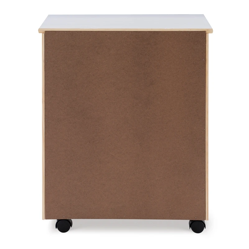 Riverbay Furniture Six Drawer Wide Wood Rolling Cart In White Wash 15 Riverbay Furniture Six Drawer Wide Wood Rolling Cart In White Wash - Image 15