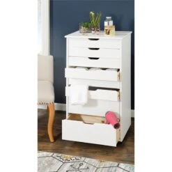 Riverbay Furniture 8-Drawer Transitional Wood Storage Cart In White Wash -Cymax Sales 2118918 14 L