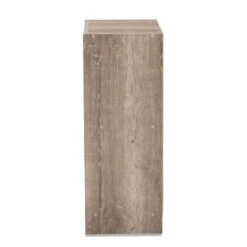 Baxton Studio Langston Weathered Oak Finished Wood 2-Door Shoe Cabinet -Cymax Sales 2128023 3 L