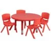 Flash Furniture 5 Piece 33" Round Height Adjustable Plastic Table Set In Red