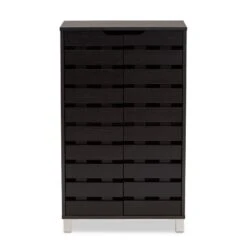 Baxton Studio Ernest Dark Brown Finished Wood 2-Door Shoe Storage Cabinet 12 Baxton Studio Ernest Dark Brown Finished Wood 2-Door Shoe Storage Cabinet -Cymax Sales 2142142 2 L