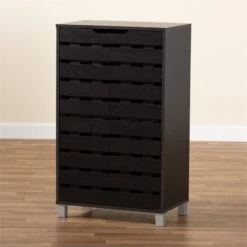 Baxton Studio Ernest Dark Brown Finished Wood 2-Door Shoe Storage Cabinet 18 Baxton Studio Ernest Dark Brown Finished Wood 2-Door Shoe Storage Cabinet -Cymax Sales 2142142 8 L