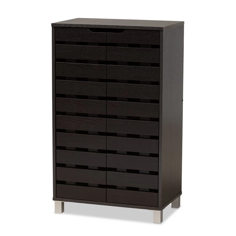 Baxton Studio Ernest Dark Brown Finished Wood 2-Door Shoe Storage Cabinet 1 Baxton Studio Ernest Dark Brown Finished Wood 2-Door Shoe Storage Cabinet