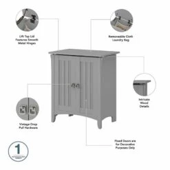 Salinas Laundry Hamper With Lid And Liner In Cape Cod Gray - Engineered Wood -Cymax Sales 2142373 2 L