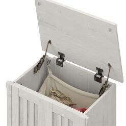Salinas Laundry Hamper With Lid And Liner In Cape Cod Gray - Engineered Wood -Cymax Sales 2142374 4 L
