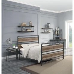 ACME Brantley 2 Wooden Tier Shelves Wall Rack In Antique Oak And Sandy Gray -Cymax Sales 2148804 3 L