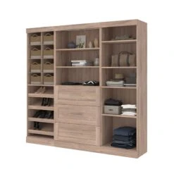 Bestar Pur 86" Closet Organizer With Storage Cubbies In Rustic Brown -Cymax Sales 2194042 11 L