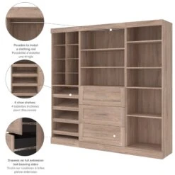 Bestar Pur 86" Closet Organizer With Storage Cubbies In Rustic Brown -Cymax Sales 2194042 13 L