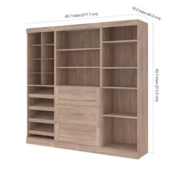 Bestar Pur 86" Closet Organizer With Storage Cubbies In Rustic Brown -Cymax Sales 2194042 14 L