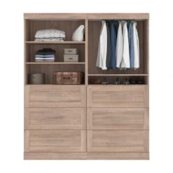 Bestar Pur 72" Closet Organizer With Drawers In Rustic Brown -Cymax Sales 2194043 2 L