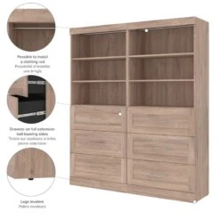 Bestar Pur 72" Closet Organizer With Drawers In Rustic Brown -Cymax Sales 2194043 3 L