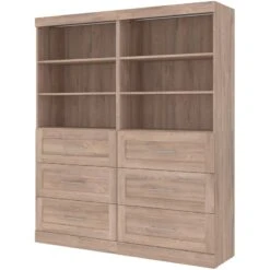 Bestar Pur 72" Closet Organizer With Drawers In Rustic Brown