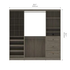 Bestar Versatile 86"W Engineered Wood Closet System With Drawers In Walnut Gray -Cymax Sales 2194049 14 L