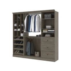 Bestar Versatile 86"W Engineered Wood Closet System With Drawers In Walnut Gray -Cymax Sales 2194049 4 L