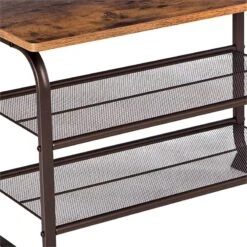 Benjara 11.8" Contemporary 3 Tier Wood Top Shoe Rack With Metal Base In Brown -Cymax Sales 2196047 3 L