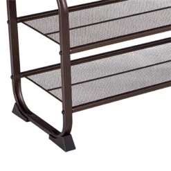 Benjara 11.8" Contemporary 3 Tier Wood Top Shoe Rack With Metal Base In Brown -Cymax Sales 2196047 4 L