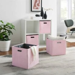 Linon Lane Two Pack Fabric Floral Storage Bin In Pink -Cymax Sales 2201285 14 L