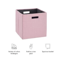 Linon Lane Two Pack Fabric Floral Storage Bin In Pink -Cymax Sales 2201285 18 L