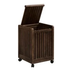 New Ridge Home Goods Abingdon Wood Mobile Laundry Hamper With Lid In Espresso -Cymax Sales 2203496 2 L