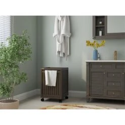 New Ridge Home Goods Abingdon Wood Mobile Laundry Hamper With Lid In Espresso -Cymax Sales 2203496 5 L