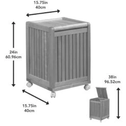New Ridge Home Goods Abingdon Wood Mobile Laundry Hamper With Lid In Espresso -Cymax Sales 2203496 8 L