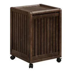New Ridge Home Goods Abingdon Wood Mobile Laundry Hamper With Lid In Espresso