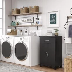 SystemBuild Lonn 24" 1 Drawer/2 Door Base Storage Cabinet In Black -Cymax Sales 2216377 2 L