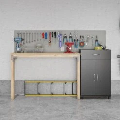 SystemBuild Lonn 24" 1 Drawer/2 Door Base Storage Cabinet In Dove Gray -Cymax Sales 2216377 3 L 1