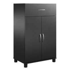 SystemBuild Lonn 24" 1 Drawer/2 Door Base Storage Cabinet In Black -Cymax Sales 2216377 7 L
