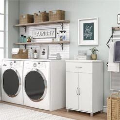 SystemBuild Lonn 24" 1 Drawer/2 Door Base Storage Cabinet In Dove Gray -Cymax Sales 2216378 2 L 1