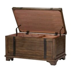 Bowery Hill Traditional Storage Trunk In Light Brown 17 Bowery Hill Traditional Storage Trunk In Light Brown -Cymax Sales 2253912 5 L