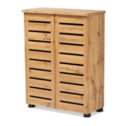 Baxton Studio Adalwin Oak Brown Finished Wood 2-Door Shoe Storage Cabinet