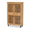 Baxton Studio Fernanda Oak Brown Finished Wood 4-Door Shoe Storage Cabinet