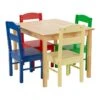 Costway 5-piece Contemporary Pine Wood Kids' Table And Chair Set In Multi-Color