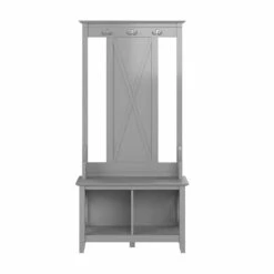 Key West Hall Tree With Shoe Storage Bench In Cape Cod Gray - Engineered Wood -Cymax Sales 2307828 3 L 1