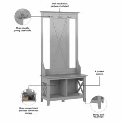 Key West Hall Tree With Shoe Storage Bench In Cape Cod Gray - Engineered Wood -Cymax Sales 2307828 6 L 1