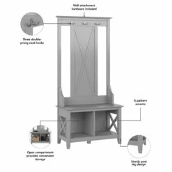 Key West Hall Tree With Shoe Storage Bench In Pure White Oak - Engineered Wood -Cymax Sales 2307828 6 L
