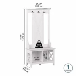 Key West Hall Tree With Shoe Storage Bench In Pure White Oak - Engineered Wood -Cymax Sales 2307829 10 L