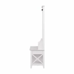 Key West Hall Tree With Shoe Storage Bench In Pure White Oak - Engineered Wood -Cymax Sales 2307829 4 L