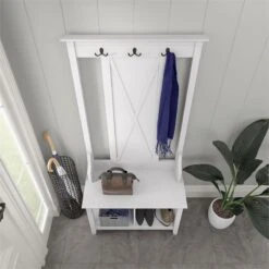 Key West Hall Tree With Shoe Storage Bench In Cape Cod Gray - Engineered Wood -Cymax Sales 2307829 5 L 1