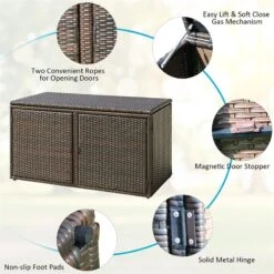 Costway 88-gallon Contemporary Rattan Patio Container Box Bin In Brown -Cymax Sales 2314330 3 L