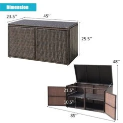 Costway 88-gallon Contemporary Rattan Patio Container Box Bin In Brown -Cymax Sales 2314330 8 L