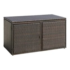 Costway 88-gallon Contemporary Rattan Patio Container Box Bin In Brown