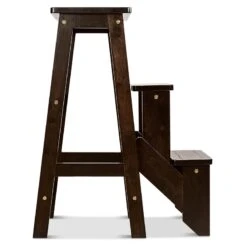 Costway 3-tier Contemporary Rubber Wood Portable Folding Step Stool In Coffee -Cymax Sales 2314476 3 L