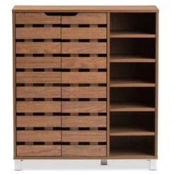 Bowery Hill Contemporary 2-Door Shoe Cabinet In Walnut -Cymax Sales 2321375 1 L