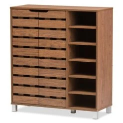 Bowery Hill Contemporary 2-Door Shoe Cabinet In Walnut -Cymax Sales 2321375 2 L