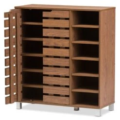 Bowery Hill Contemporary 2-Door Shoe Cabinet In Walnut -Cymax Sales 2321375 3 L