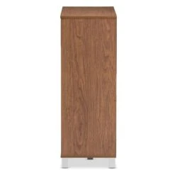 Bowery Hill Contemporary 2-Door Shoe Cabinet In Walnut -Cymax Sales 2321375 4 L