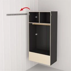 Prepac HangUps Wooden Garage Storage Wardrobe Cabinet In Black -Cymax Sales 2332607 14 L